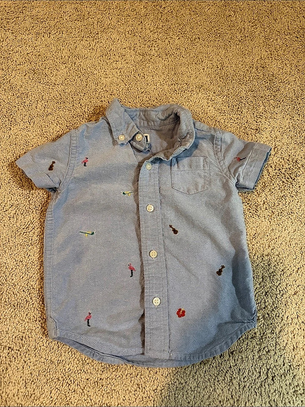 Janie and Jack Short Sleeve Button Down Shirt Boys 2T Blue